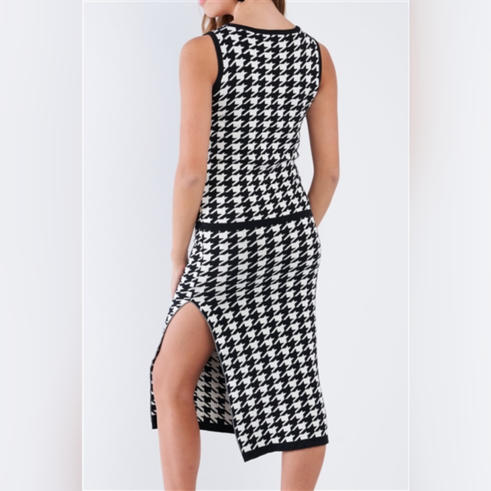 HOUNDSTOOTH SIDE SLIT KNIT DRESS 🌼Spring/Summer🌞 - Picture 4 of 4